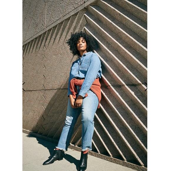 Madewell The Perfect Vintage Crop Jean in Enmore Wash Raw Hem Edition Sz 25 - Picture 15 of 16